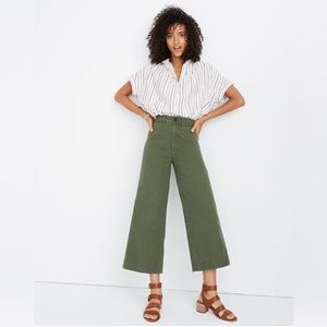 Madewell Emmett Wide-Leg Crop Pants in green size 30